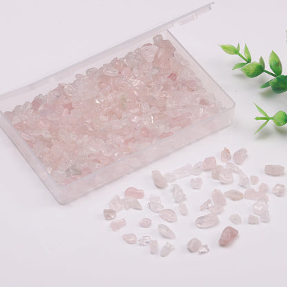 Youngbling Natural Chip Stone Beads 450 Pcs 5-8mm Healing Crystal Irregular Gemstone Drilled Lose Rocks Rose Quartz Beads for Bracelet Jewelry Making
