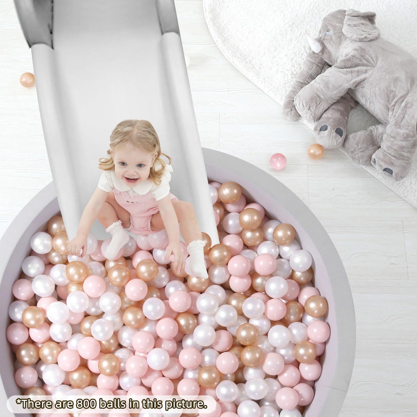 TRENDPLAY Plastic Balls for Ball Pits - Pack of 100 Hollow Balls- Safe and Exciting Playtime - Perfect for Toddler Baby Pools,Party,Festival Decoration, Pink+Pearl Brown