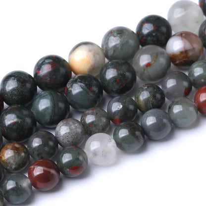 6MM African Bloodstone Round Loose Beads Natural Gem Beads Crystal Energy Stone Beads for Jewelry Making DIY Bracelet Necklace