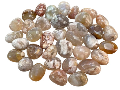 GAF TREASURES 5 Pcs Flower Agate Tumbled Stones, Polished Natural Flower Agate Gemstone, Flower Agate Healing Crystals (Flower Agate)