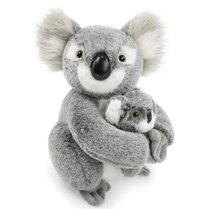 JUSTQUNSEEN 2PCS Koala Stuffed Animal with Baby Hugging Koala Bear Plush Toy 10 Inch Cute Soft Mom and Baby Plushies for Girls Girlfriend Women Valentines Day Gifts Kawaii Room Decor Love Present
