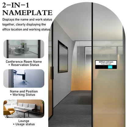 Office Status Sign With 5 Options,Do Not Disturb/Please Knock/In A Meeting/Out of Office/Working Remotely, Magnetic Slider Sign for Any Room,Name Plate For Desk/Doors/Cubicle Wall With Stand-Black