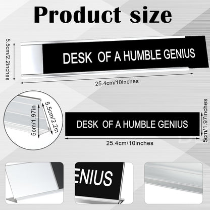 Menkxi Funny Desk Signs for Office, Novelty Nameplate Office Decor Black Desk Plaque for Women Men Coworker Gift Home Supply Accessories, 10 x 2 Inch(Desk of A Humble Genius)