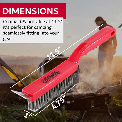 Chef Master Grill Brush with Scraper Head – Heavy-Duty Wire Bristle Cleaner - Grill Barbecue Cleaner for Outdoor - Ergonomic Handle, Outdoor BBQ Tool & Accessories - 90044