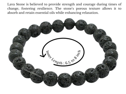 Amazing Gemstone Crystal Bracelet for Women Men's Gifts - Protection Healing Crystal Bracelet - 8mm Gemstone Beaded Stretchable Bracelet Pulseras Para Hombres Mujer Stocking Stuffers Mothers Day Gift (Lava)