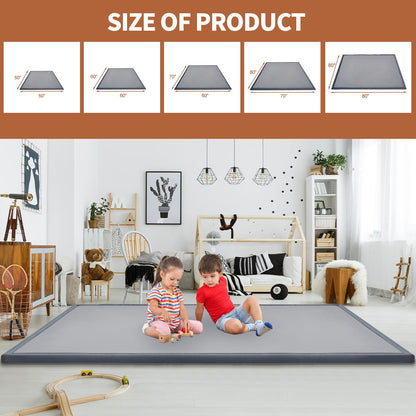 Baby Play Mat for Floor - 1.4" Thick Memory Foam Rug, 60"x60" Playpen Tummy Time Mat, Soft Velvet Nursery Rug, Large Padded Crawling Mat, Cushioned Pads for Playroom Toddlers, Infants, Yoga, Tatami