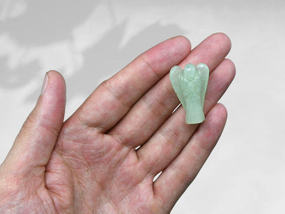 Amazing Gemstone Green Aventurine Angel - Green Aventurine Crystal Angel and Pocket Guardian Angel Crystal Figurines (1.5 inches)