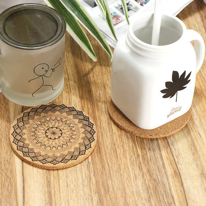 Soleebee Cork Coasters for Drinks, Reusable Cup Mat Round Cork Coasters Set for Home, Office, Bar, Restaurant - 4 Inches (Pack of 9)