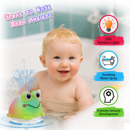 ArtCredit Light Up Bath Toy Sprinkler for Babies, Rechargeable Bathtub Pool Water Toys Baby Gifts for Toddlers, Shower Essentials (Frog)