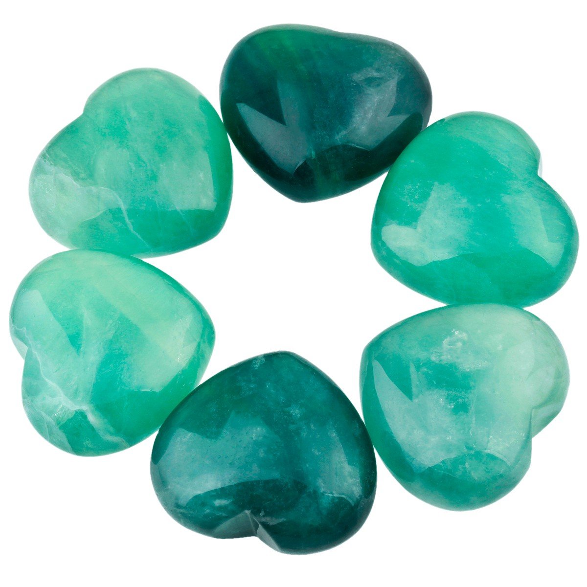 rockcloud Healing Crystal 1.6 inches Green Fluorite Heart Love Carved Palm Worry Stone Chakra Reiki Balancing