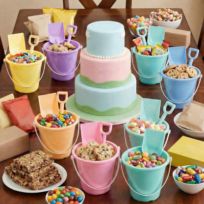 Lunmon 72 Pcs Beach Toys for Kids 24 Set Sand Buckets Shovels Bulk Pastel Beach Balls Inflatable Sand Toys for Girls Boys Toddlers Games Birthday Summer Pool Party Favor (Macaron, Stylish)