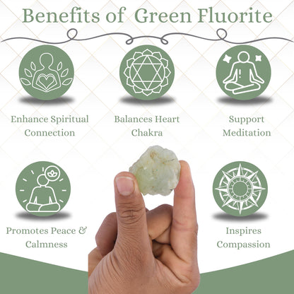 ANAYA AGATE Green Fluorite 2 Pcs Raw Crystals Rough Gemstones w/Authenticity Card, Velvet Pouch - Large 1.25–2.0" Raw Stones for Tumbling, Cabbing, Polishing, Cutting Natural Healing Crystals for Home Decor, DIY Stones