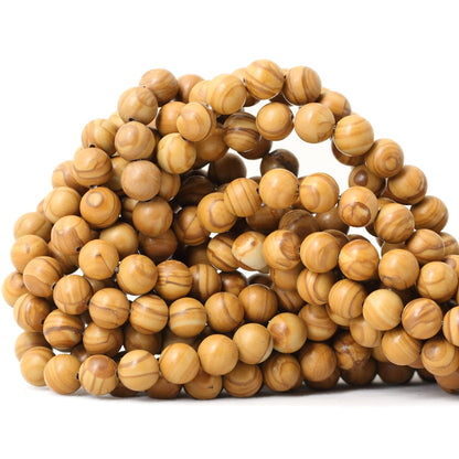 CHEAVIAN 45PCS 8mm Natural Woodgrain Jasper Round Loose Beads for Jewelry Making DIY Bracelet Necklace Materials 1 Strand 15"