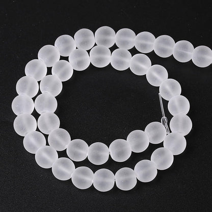 8MM 46PCS Matte White Glass Spacer Loose Beads for Jewelry Making DIY Bracelet Necklace