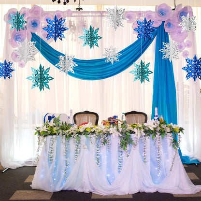 Snowflake Hanging Decorations - 3D Large Snowflakes Paper Hanging Garland for Christmas Winter Wonderland Holiday New Year Party Home Decoration 12PCS (White)