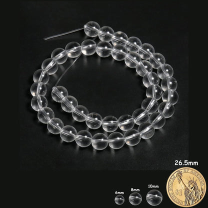 Yochus 60pcs Clear Quartz Stone Beads，6mm Healing Power Natural Stone Round Loose Beads for Jewelry Making Earring Necklace DIY Crafts