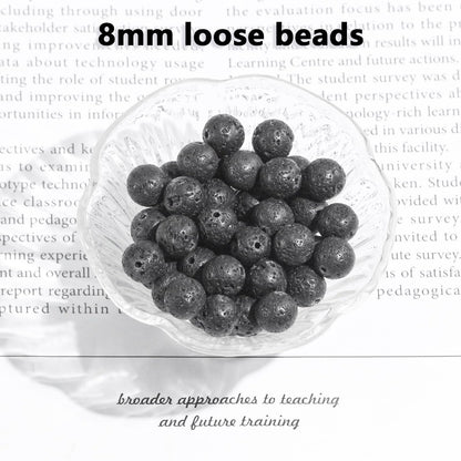8mm Natural Gemstone Lava Round Loose Beads for Jewelry Making DIY Bracelet Necklace (45-48pcs/strand)
