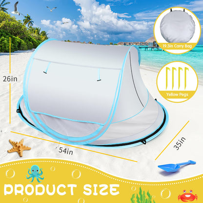 Baby Beach Tent,Large Pop Up Sun Shade,Portable Baby Travel/Play Tent with Mosquito Net,Indoor,UPF 50+ UV Protection Sun Shelters