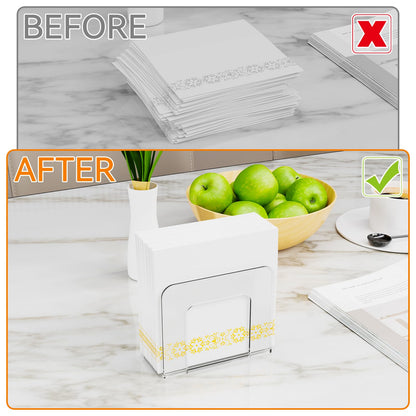 Yieach 5x5 Upright Clear Napkin Holder for Party,Bar,Small Vertical Standing Lucite Napkin Holder for 5x5 & 8x8 Floral Paper Napkins,Modern Plastic Cocktail Napkins Holder for Dining Room Decor,1 Pack