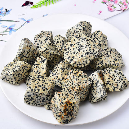 Erliway 1.25-2" Dalmatian Jasper Raw Crystals, Natural Rough Dalmatian Jasper Stones, Healing Raw Stones for Fountain Rocks, Home Decor Meditation Energy Balancing Wire Wrapping Wicca & Reiki
