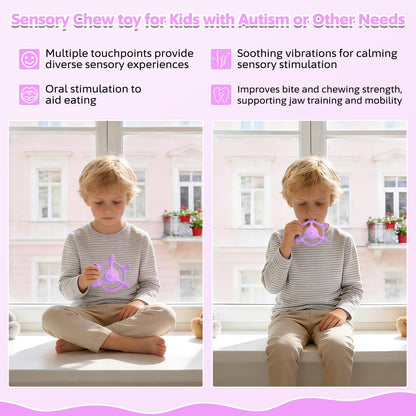 Vibrating Teether for Baby, Sensory Toys for Kids with Autism & Teething Relief for Babies 6-18 Months, USB Chargeable with 3 Vibration Settings, Autism Sensory Products (Purple)