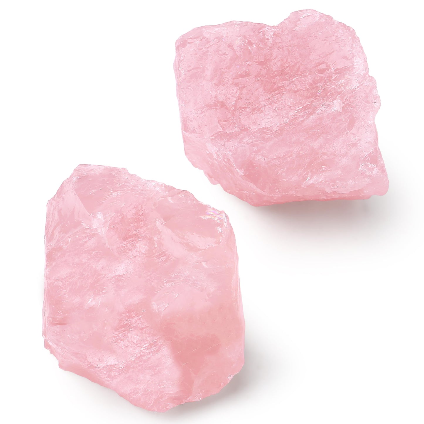 QINJIEJIE 2PCS Rose Quartz Raw Crystals 1.8-2.2'' Raw Crystals Healing Stones Bulk Large Crystal Rocks Stones for Tumbling Cabbing Fountain Rocks Polishing Handmade DIY Valentine's Day Gifts