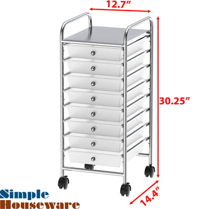 Simple Houseware Utility Cart with 8 Drawers Rolling Storage Art Craft Organizer, Chrome