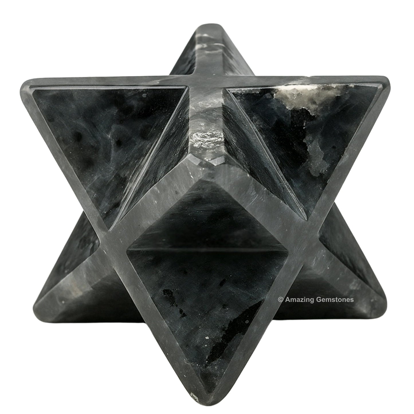 Amazing Gemstone Larvikite Merkaba Crystal - 1 Inches Metaphysical Merkaba Star for Meditation - Energetic Tetrahedron Crystal and Healing Stones for Spiritual Growth and Healing (20-25mm)