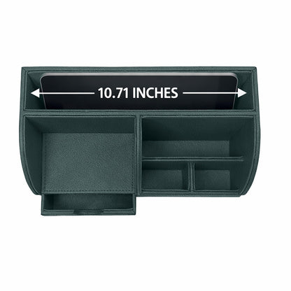 UnionBasic Desk Organizer - Multifunctional Leather Desktop Pen Holder Storage Box - Business Card/Pen/Pencil/Mobile Phone/Stationery Holder, Dark Ivy