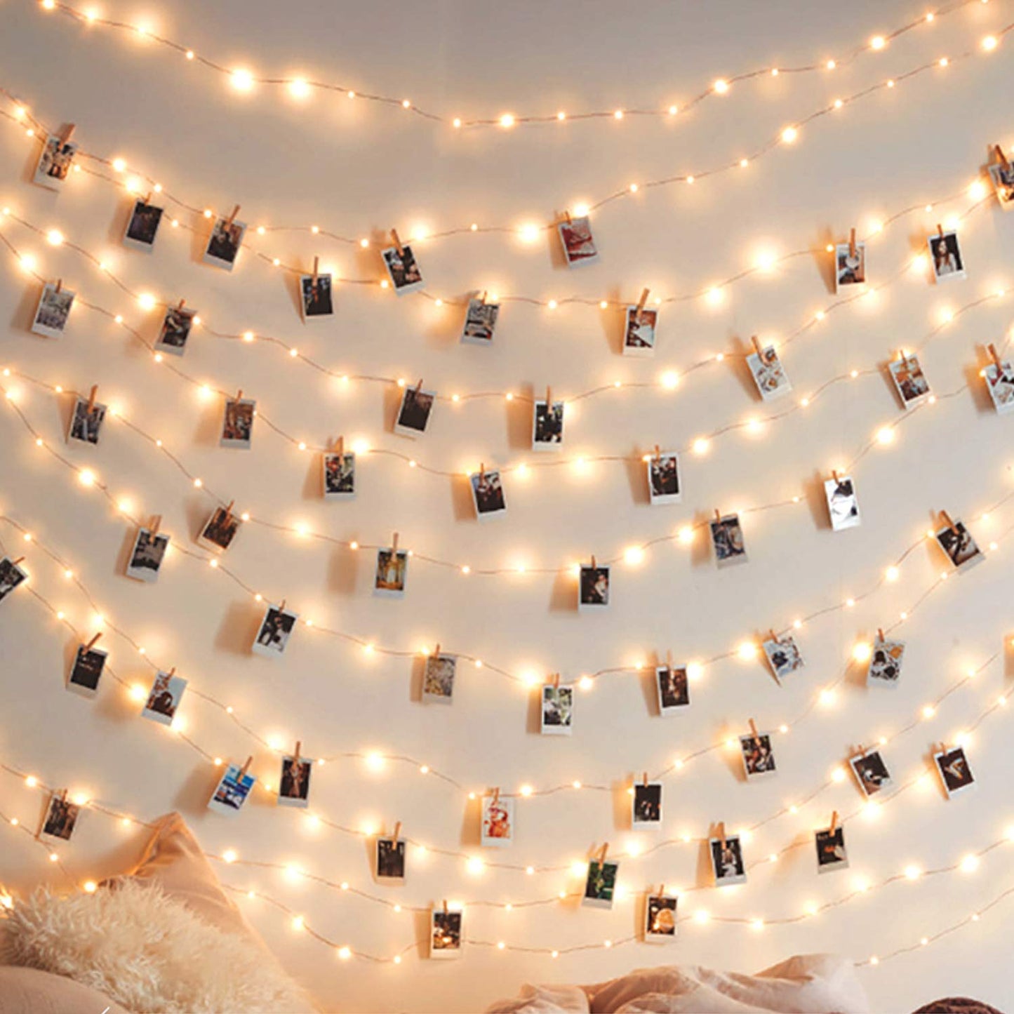 Photo Clip String Lights 17Ft - 50 LED Fairy String Lights with 50 Clear Clips for Hanging Pictures, Christmas Party Birthday Decoration - Perfect Dorm Bedroom Wall Decor Wedding Decorations