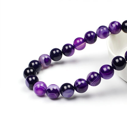 MJDCB Natural Stone Beads Purple Striped Agate Round Loose Beads for Jewelry Making DIY Bracelet Necklace (10mm)