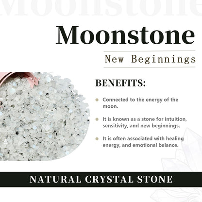 rockcloud 1 lb Moon Stone Tumbled Chips Crushed Stone Healing Reiki Crystal Jewelry Making Home Decoration