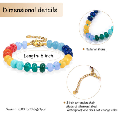 Badu Gemstone Beaded Bracelet for Women Colorful Natural Stone Freshwater Pearl Surfer Beach Rainbow Bracelet Jewelry Gift