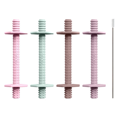 Lull Kids Silicone Baby Teethers 0-6 Months, Textured Baby Teething Toys 3-6 Months, Toddler Molar Teething Relief Sticks, Freezable Chew Straws for Babies 6-12 Month Girl Boy Infant (Spring)