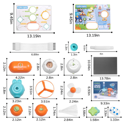 Circuits Science Kit for Kids Ages 3-12 | 64 STEM Projects with 25 Electronic Parts | No Soldering, Kids Circuit Board Kit with Fan, RGB Lights| Educational STEM Toy Gift for Boys & Girls 6-8