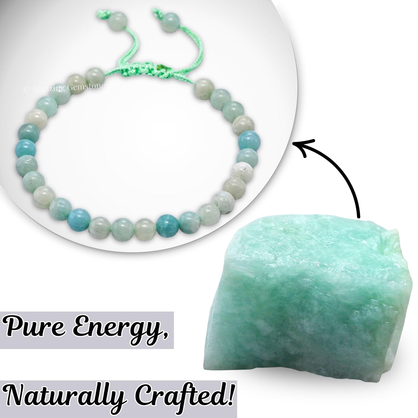 Amazing Gemstone Amazonite Bracelet for Women Men's Gifts - Protection Healing Crystal Bracelet - 6mm Gemstone Beaded Adjustable Bracelet Pulseras Para Hombres Mujer Stocking Stuffers