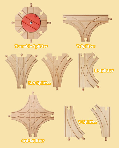 SainSmart Jr. Wooden Train Track 8pcs, Track Expansion Compatible with All Major Brands Toddler Railway Toy Train Set Boys Train Set 3+