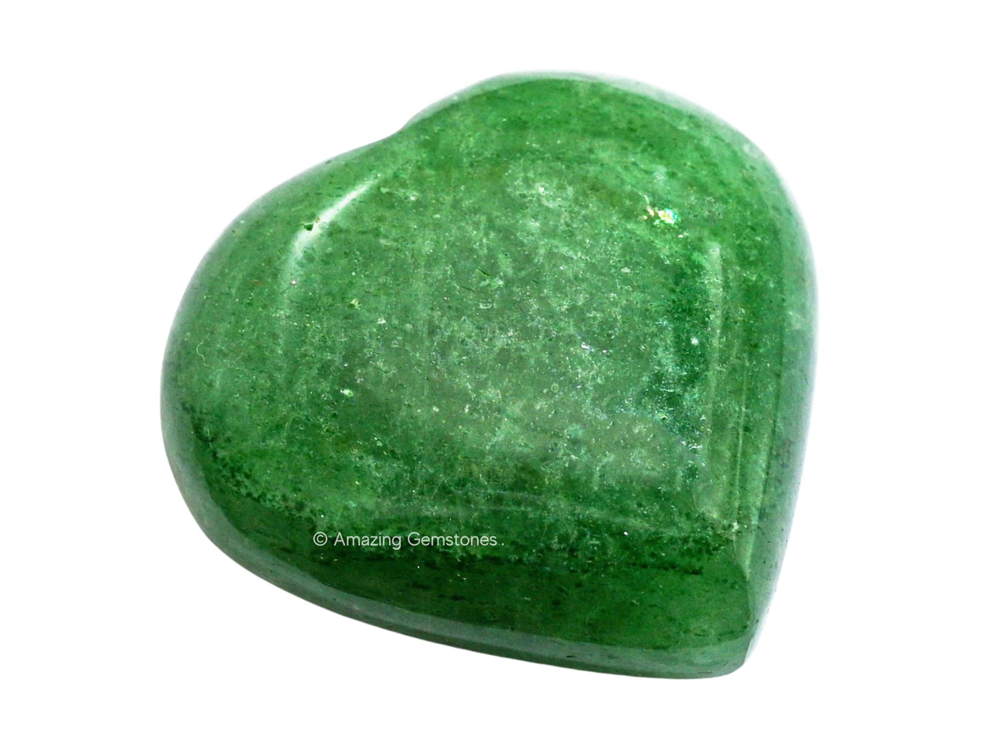 Amazing Gemstone Green Strawberry Quartz Crystal Heart Palm Stone - Pocket Massage Worry Stone for Natural Body Chakra Balancing, Reiki Healing and Crystal Grid