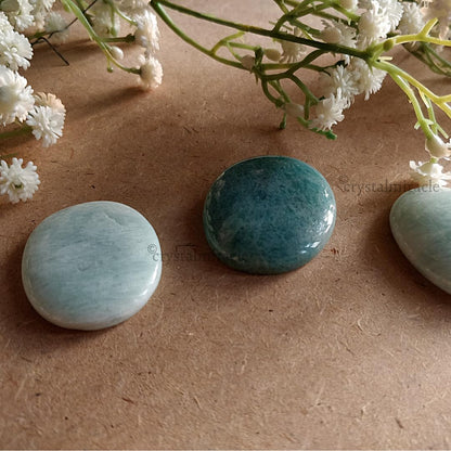 crystalmiracle Beautiful Amazonite Gemstone Worry Stone Positive Energy Crystal Healing Thumb Stone for Reiki Meditation Feng Shui Gifts for Men Women
