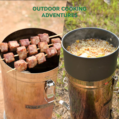 mocampro Stainless Steel Charcoal Chimney Starter | BBQ Chimney Starter for Charcoal Grill and Barbecues, Compact Outdoor Cooking BBQ Tools Accessories