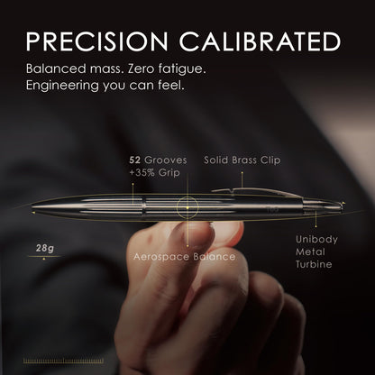 TAG Submarine Luxury Ballpoint Pen with Sonar Stand, Turbine Twist Desk Pen, Shadow Black Aerospace Aluminum Writing Instrument, Schmidt Refill, Fancy Executive Gift Pen