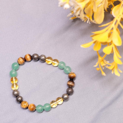 Adjustable Crystal Money Bracelets for Women Aventurine & Tiger-Eye Stone Beaded Bracelet Wealth Attraction Feng Shui Good Luck Elastic Bracelets Natural Healing Protection Jade Spiritual Jewelry(Tiger's Eye Mixed Color)