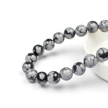 MJDCB Snowflake Obsidian Beads Round Natural Stone Beads for Jewelry Making DIY Bracelet (6mm)