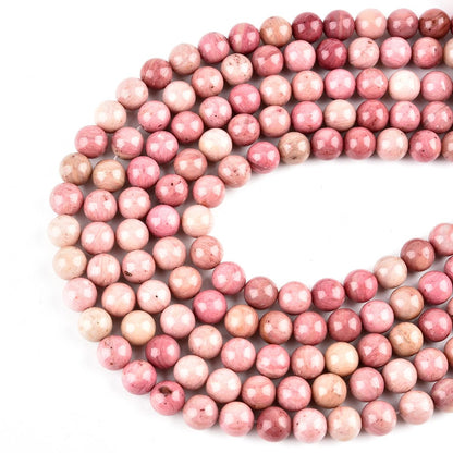 LIFAVOVY Genuine Rhodochrosite Beads for Jewelry Making Gemstone Semi Precious Stone Round 6mm Strand 15in(60-65pcs)