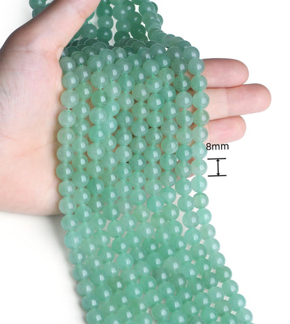 NUKAYAI Natural Green Aventurine Beads 100Pcs 8mm Crystal Beads Loose DIY Round Stone Bead for Bracelet Necklace Earrings Making