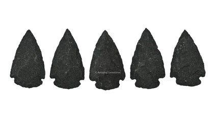 Amazing Gemstone 5 Pieces Black Agate Arrowhead, Crystal and Healing Stone Flint Rock Arrow Head - 1 to 1.5 Arrowheads for DIY Project Craft Point Jewelry Making