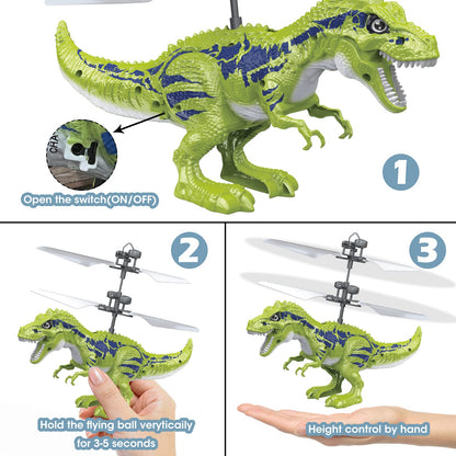 KPPIT Dinosaur Toys for 8-12 Year Old Boys, Infrared Induction RC Ball Cool Toy for Kids Boys Girls Light Helicopter Flying Drone Indoor Outdoor Games Christmas Birthday Gifts