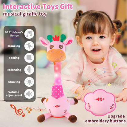 Emoin Dancing Talking Giraffe Toy for Baby Toddler, Dancing Giraffe Toy Singing Mimicking Recording Repeating What You Say with LED English Sing for Boys Girls Gift, 15 Second Recorde