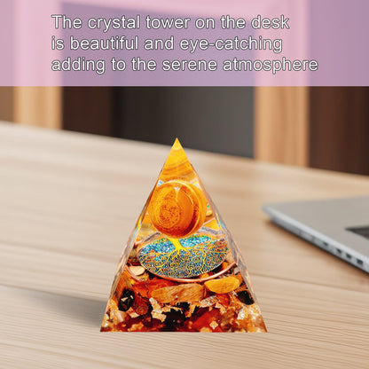 Saefheled Orgone Pyramid Energy Generator, Natural Tiger's Eye Stone Orgonite Crystal Healing Pyramids for Reduce Stress Chakra Reiki Healing Meditation Attracts Lucky and Success, Wealth Health (6cm)