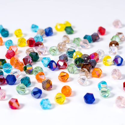 MissAudrey 450pcs Bicone Crystal Beads 8mm Bicone Glass Beads for Jewelry Making Faceted Crystal Glass Beads AB Colors for DIY Bracelets Necklaces Earrings Suncatcher Crafts